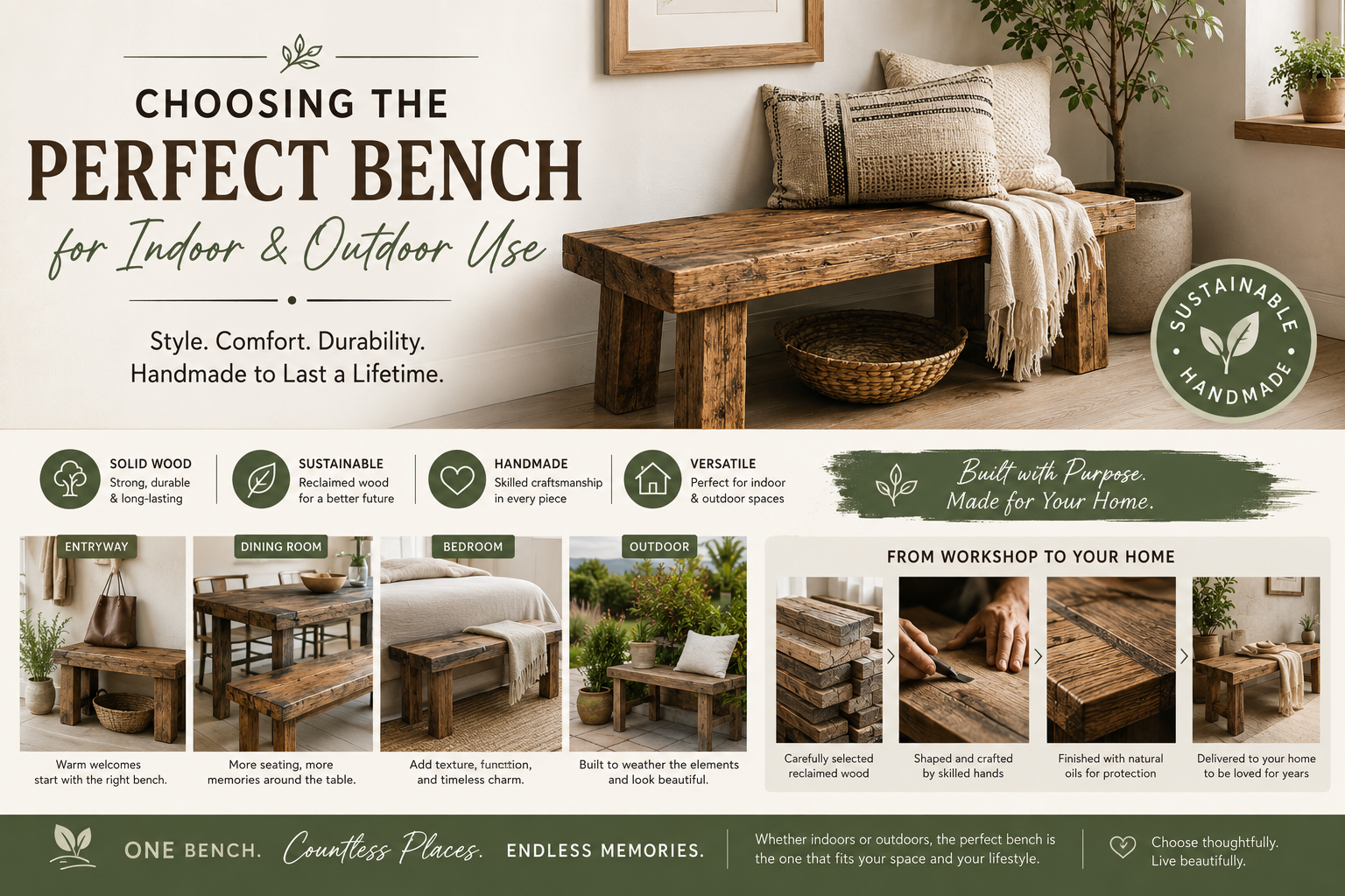 reclaimed wood bench handmade wooden bench entryway bench ideas outdoor bench ideas dining bench inspiration rustic home décor sustainable furniture modern farmhouse bench patio seating ideas solid wood furniture