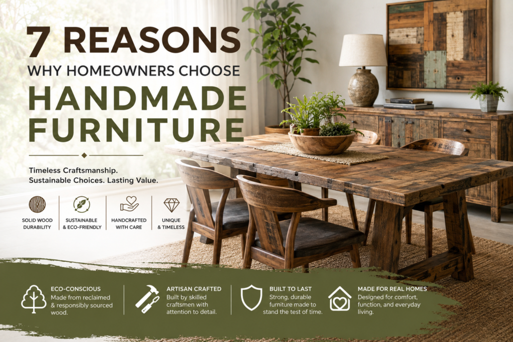 handmade furniture reclaimed wood furniture solid wood furniture rustic furniture custom furniture teak wood furniture sustainable furniture home decor ideas interior design inspiration handcrafted furniture ideas