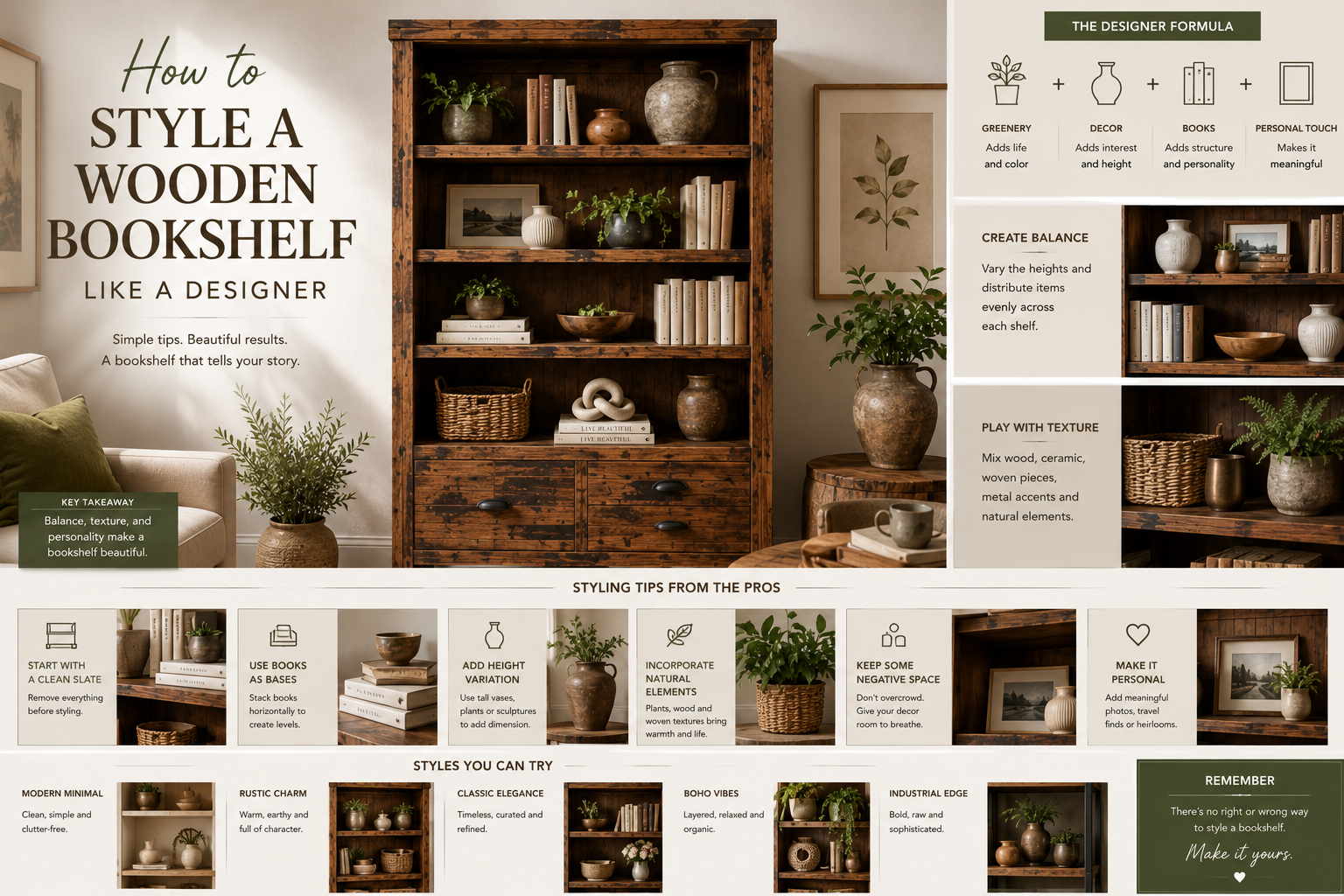 How to Style a Wooden Bookshelf Like a Designer