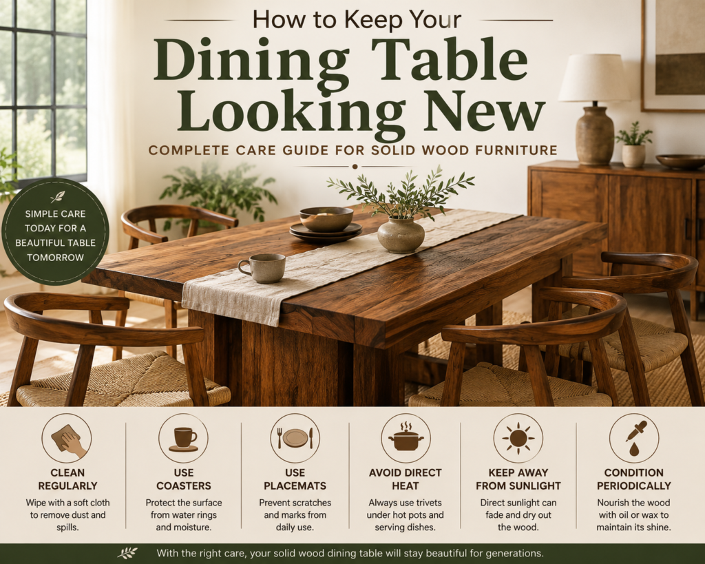 how to keep your dining table looking new dining table care tips solid wood dining table maintenance teak wood furniture care reclaimed wood dining table handmade wood furniture dining table cleaning guide wooden furniture maintenance protect wooden dining table solid wood furniture care