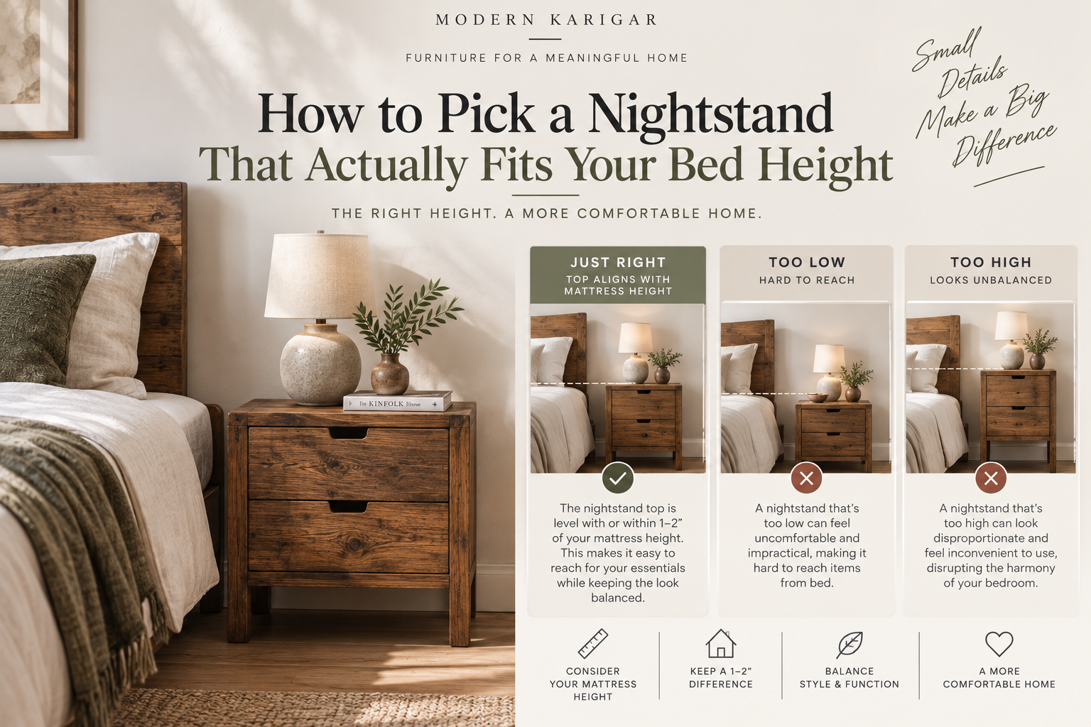 nightstand height guide how to choose a nightstand nightstand bed height ratio solid wood nightstand reclaimed wood nightstand nightstand sizing guide handmade bedroom furniture platform bed nightstand height bedroom furniture buying guide reclaimed teak nightstand