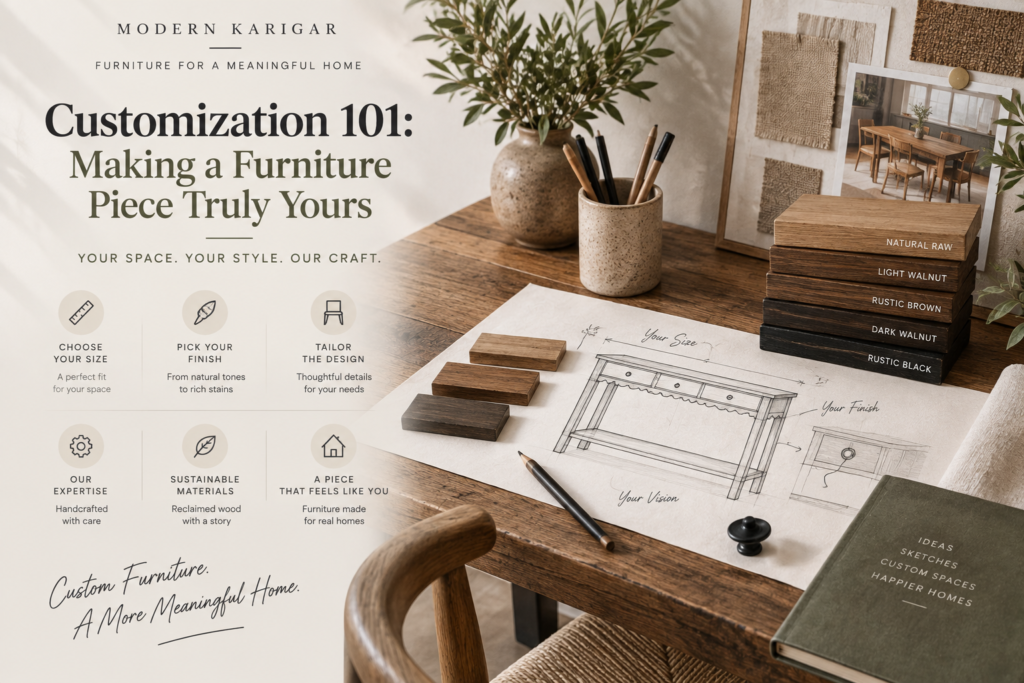 custom furniture options how to customize furniture wood tone customization custom wood furniture ideas personalized furniture guide reclaimed wood customization custom furniture hardware handmade furniture personalization custom furniture finish options bespoke wood furniture ideas