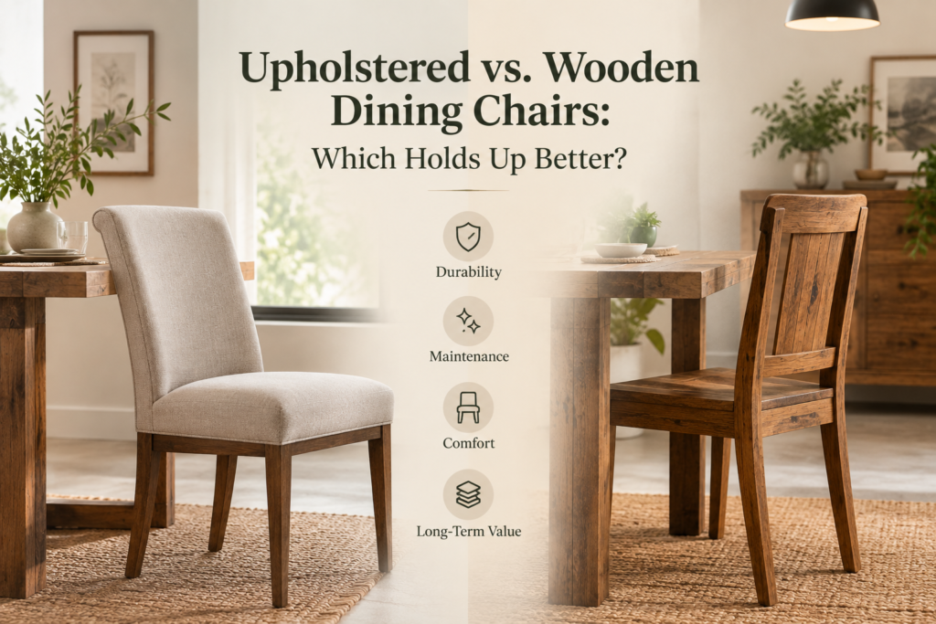 upholstered vs wooden dining chairs wooden dining chair durability easy-to-clean dining chairs solid wood dining chairs reclaimed wood dining chairs dining chair comparison guide best dining chairs for families handmade wood dining chairs reclaimed acacia dining chair low-maintenance dining chairs
