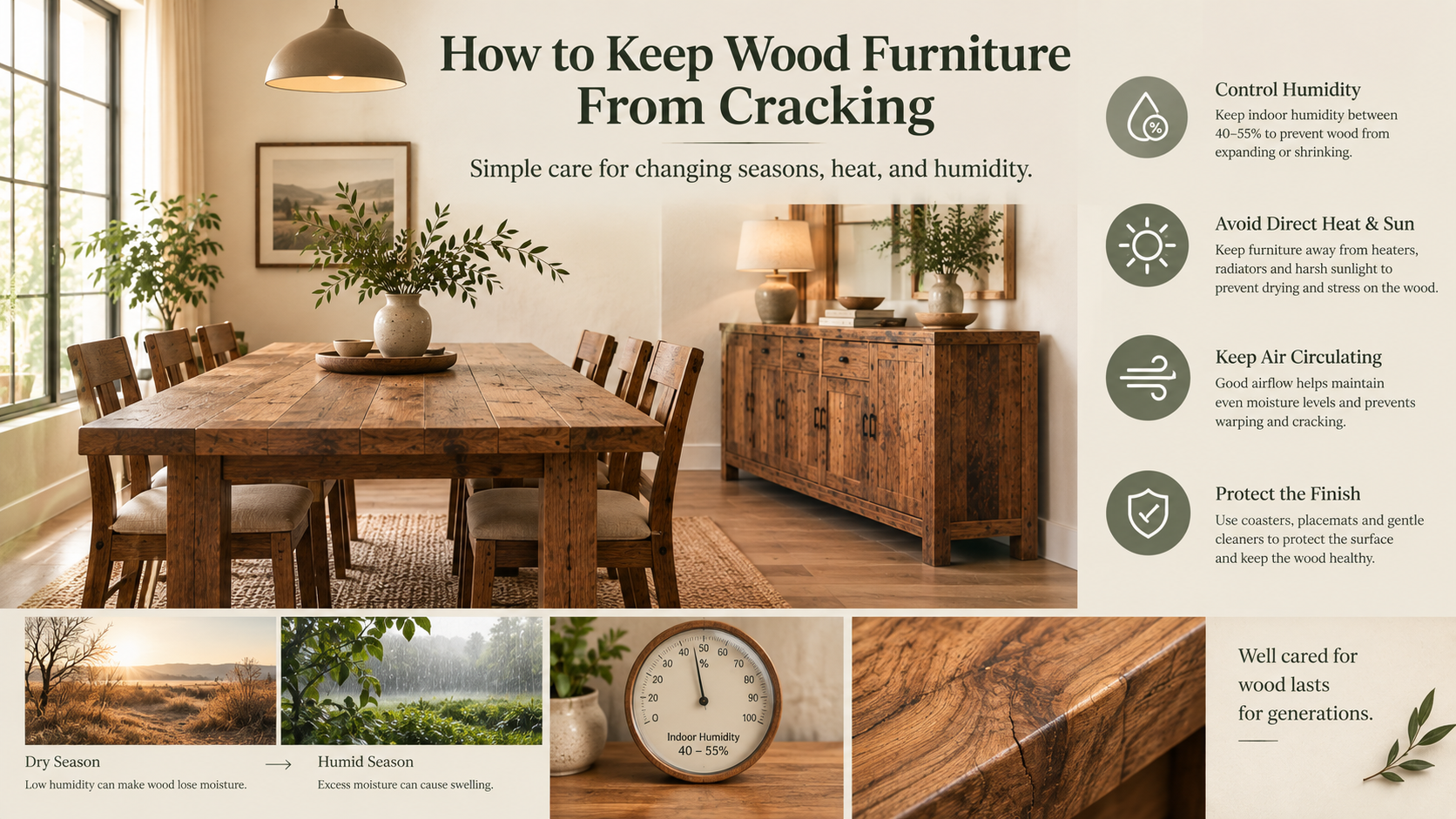 how to prevent wood furniture cracking wood furniture care tips Why does wood furniture crack solid wood furniture maintenance reclaimed wood furniture care humidity and wood furniture wood furniture crack prevention protecting solid wood furniture wood furniture finish maintenance caring for reclaimed wood