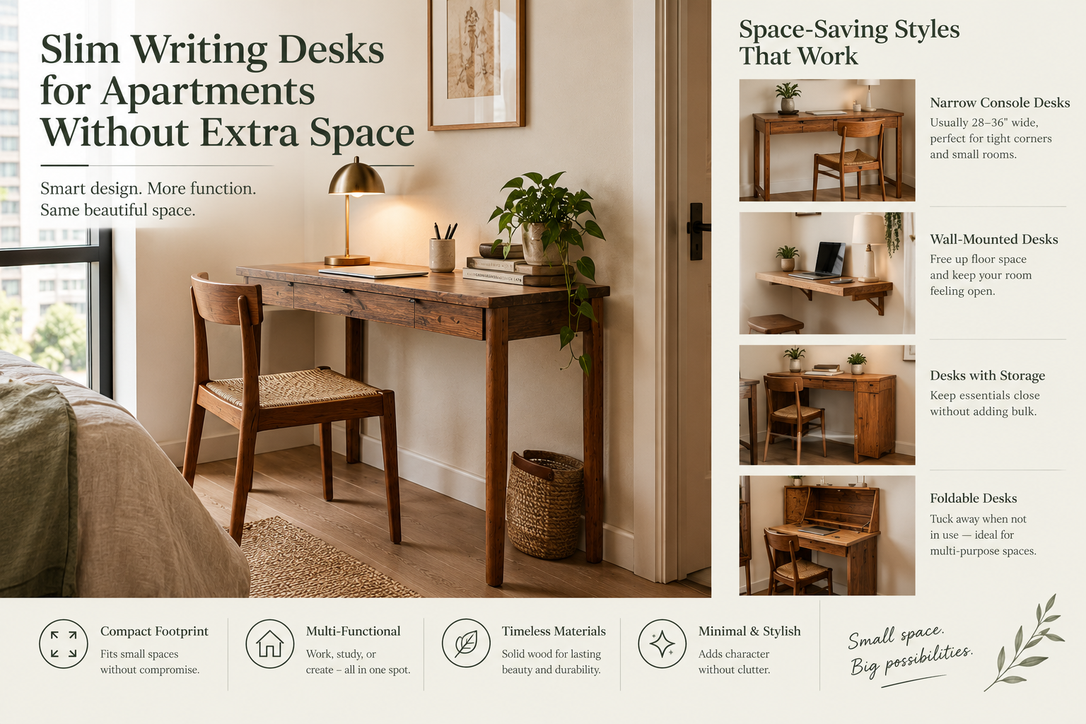 Slim Writing Desks for Apartments Without Extra Space