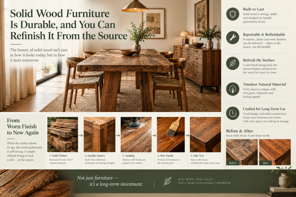 solid wood furniture benefits refinishing wood furniture guide durable furniture investment reclaimed wood furniture ideas solid wood vs laminate furniture long-lasting furniture tips