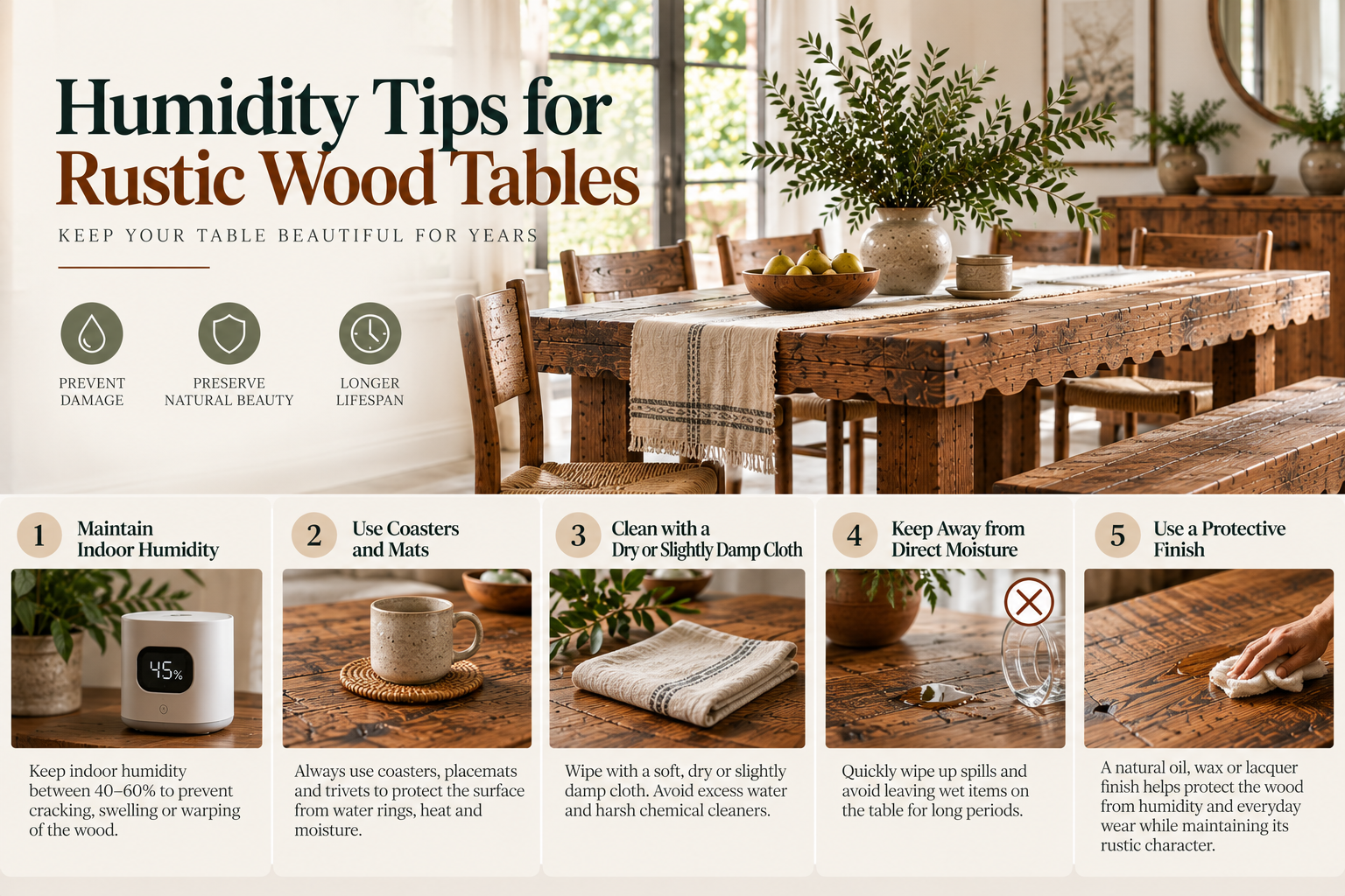 humidity tips for wood tables rustic wood table care wood table gaps in winter best humidity for wood furniture wood table humidity and cracking Acclimate wood furniture hygrometer for wood furniture